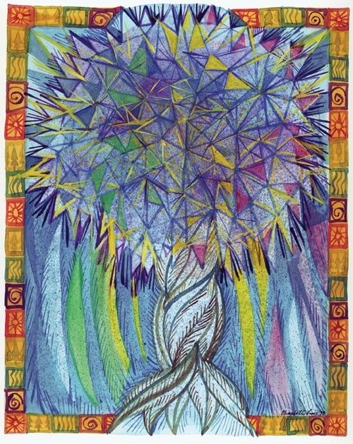 A blue crystalline tree
